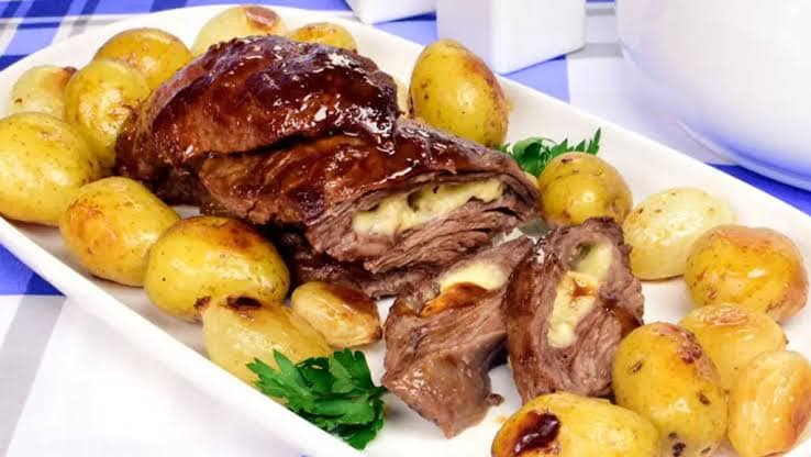 Fraldinha recheada com três queijos.