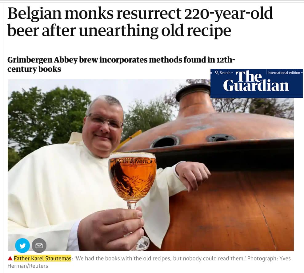 Monges belgas ressuscitam cerveja depois de 220 anos